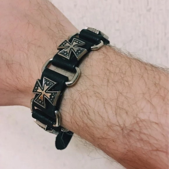 Men's leather punk bracelet - Picture 2 of 4